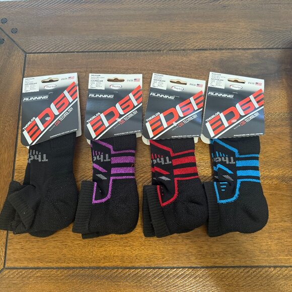 THORLOS EDGE COURT LOT OF 4 MICRO MINI RUNNING SOCKS UNISEX Medium Black - Picture 1 of 7